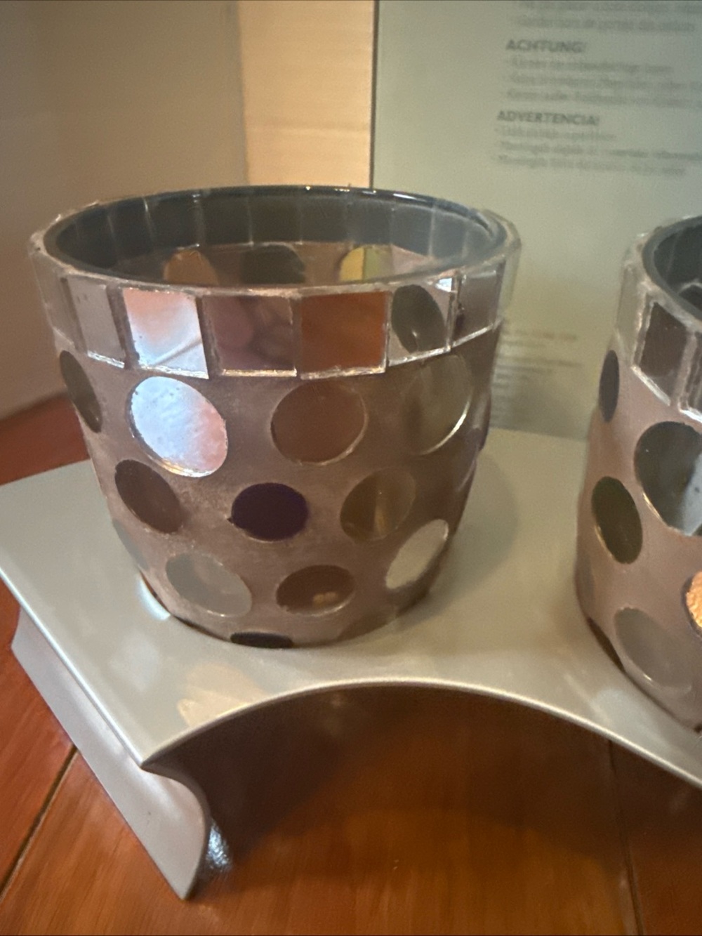 VTG retired PartyLite Miranova mosaic centerpiece Candle Holder model P90794 - Picture 3 of 15